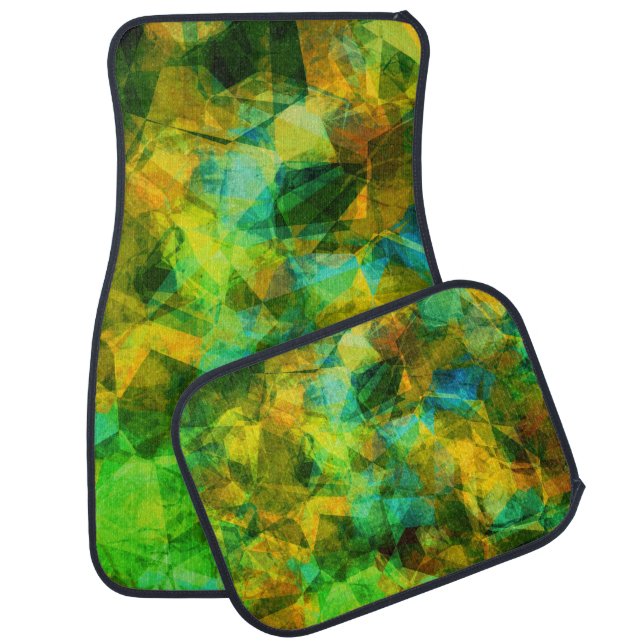 Funky Greens Modern Abstract Design Car Floor Mat (Set)