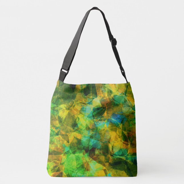 Funky Greens Modern Abstract Design Crossbody Bag (Back)