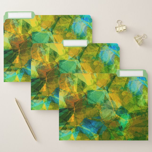 Funky Greens Modern Abstract Design File Folder (Set)