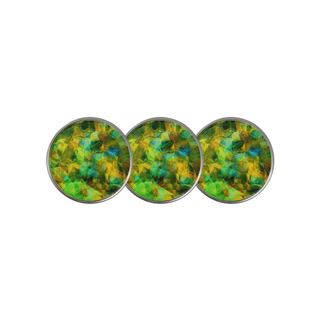 Funky Greens Modern Abstract Design Golf Ball Marker (3 Up)