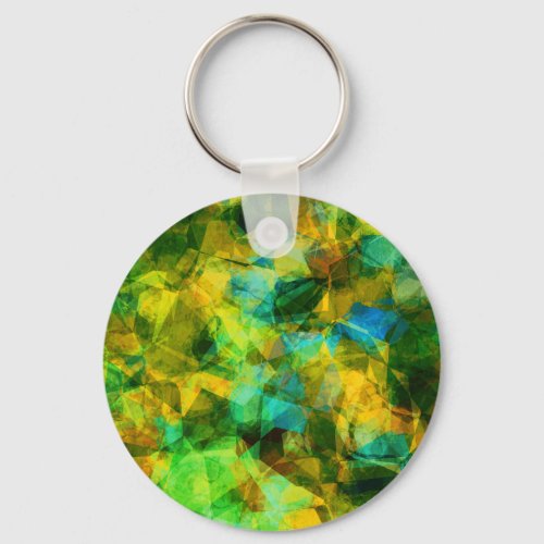 Funky Greens Modern Abstract Design Keychain