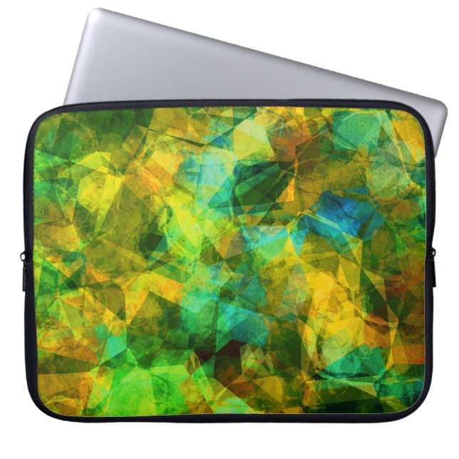 Funky Greens Modern Abstract Design Laptop Sleeve (Front)