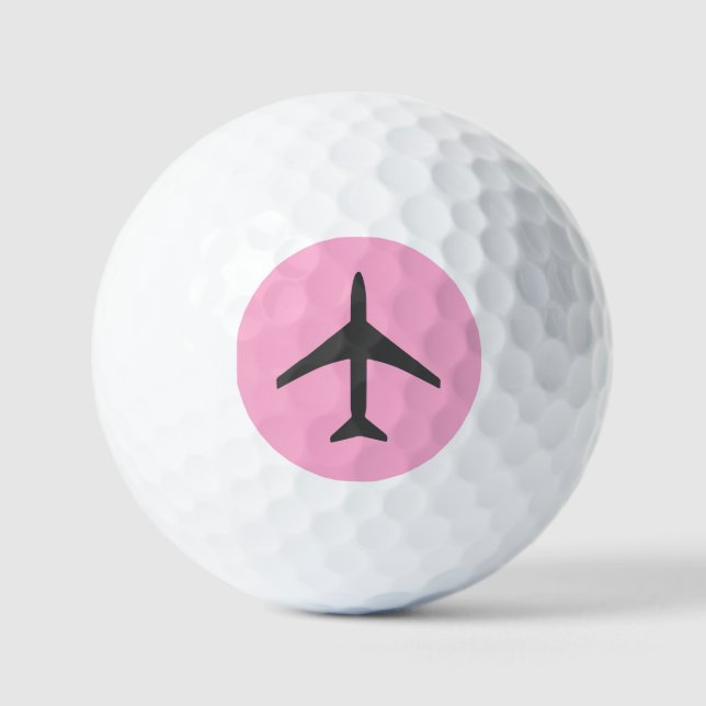 Funky Grey Plane Airplane Pilot Aviation Golf Balls (Front)