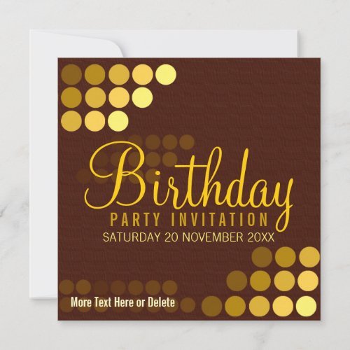 Funky Groove Gold Disco Party Birthday Invitation