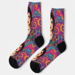 Funky groovy colorful Brunette Beauty youthful  Socks