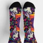 Funky groovy colorful Unicorn youthful unisex Socks