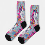 Funky groovy girlie pink-baby blue Unicorn  Socks