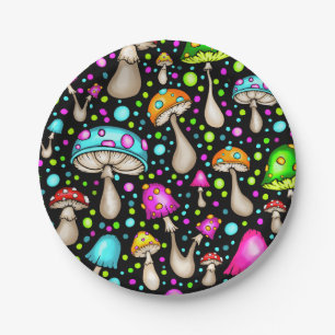 Funky Groovy Mushroom Paper Plates