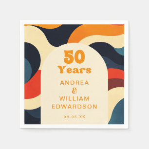 Funky Groovy Retro 50th Wedding Anniversary Napkins
