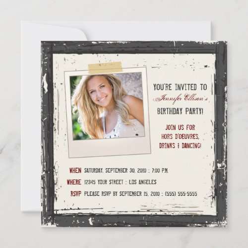 Funky Grunge Birthday Party Invitation (black)