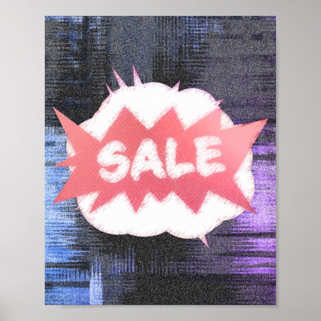 Funky Grunge Sale Burst Gritty and Playful Design Poster (Front)