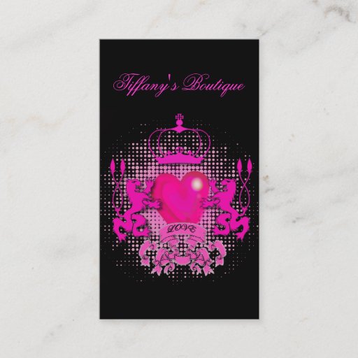 Customizable Funky Fushia Grunge Tattoo Heart Fashion Business Cards