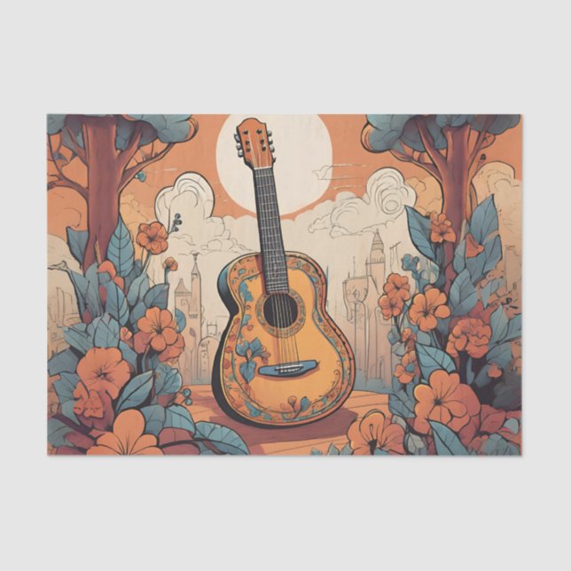 Funky Guitar Decoupage Tissue Paper (Front)