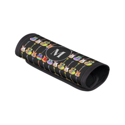 Funky Guitar Pattern on Black Monogram Luggage Handle Wrap