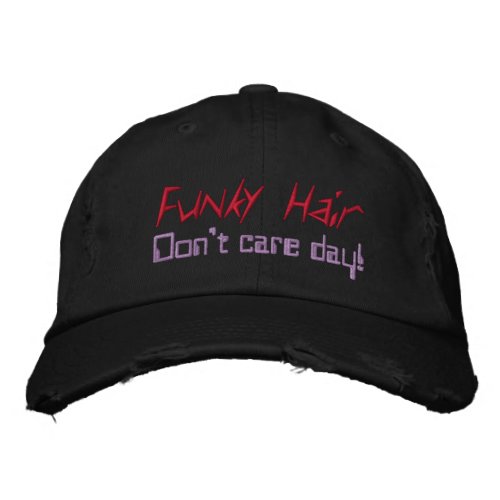 Funky Hair Dont Care Day Red Purple Embroidered Baseball Hat