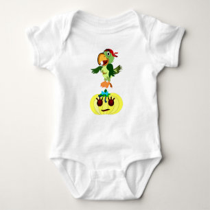 Funky Halloween Costume with Parrot on Pumpkin Baby Bodysuit