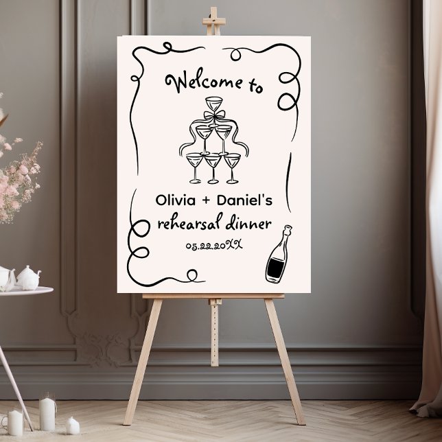Funky Hand Drawn Doodle Whimsical Rehearsal Dinner Foam Board (Creator Uploaded)