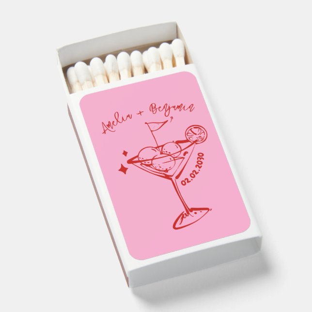 Funky Hand Drawn Golf Ball Doodle Wedding  Matchboxes (Front Open)