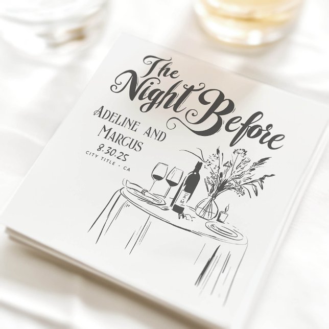 Funky Hand Drawn Rehearsal Dinner The Night Before Napkins (Rehearsal Dinner Napkins)