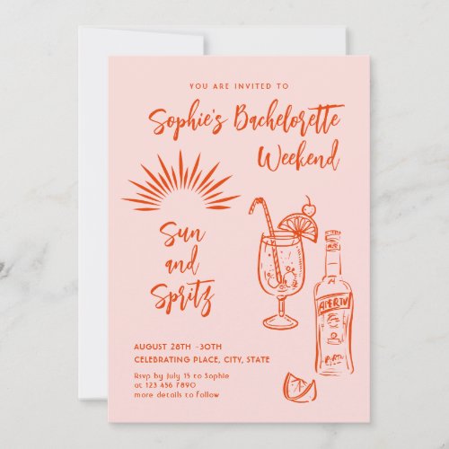 Funky Hand Drawn Scribble Retro Bachelorette Party Invitation