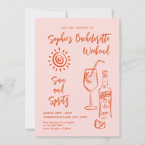 Funky Hand Drawn Scribble Retro Bachelorette Party Invitation