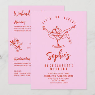 Funky Hand Drawn Scribble Retro Bachelorette Party Invitation