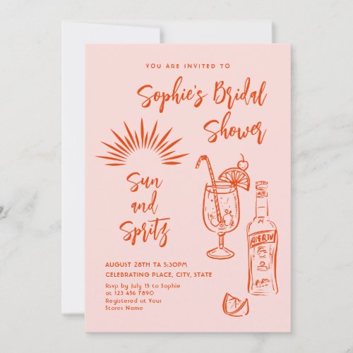 Funky Hand Drawn Scribble Retro Bridal Shower Invitation