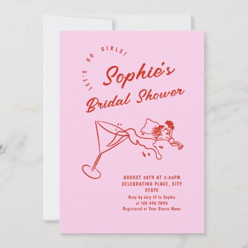 Funky Hand Drawn Scribble Retro Bridal Shower Invitation