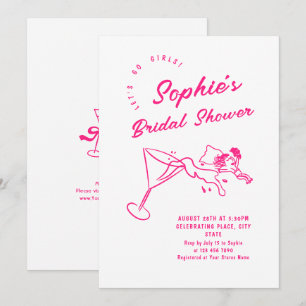 Funky Hand Drawn Scribble Retro Bridal Shower Invitation