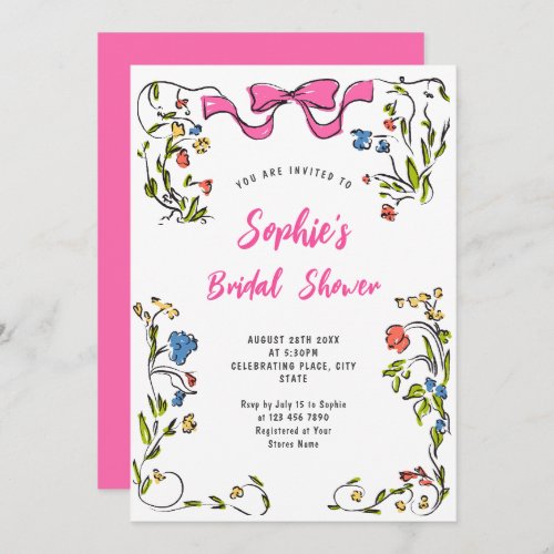Funky Hand Drawn Scribble Retro Bridal Shower Invitation