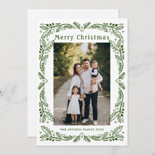 Funky Hand Drawn Scribble Retro Christmas 2 Photo Holiday Card