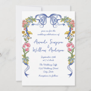 Funky Hand Drawn Scribble Retro Wedding Invitation