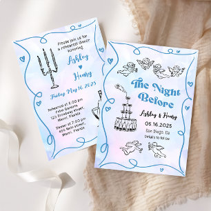 Funky Hand Drawn The Night Before Rehearsal Dinner Invitation