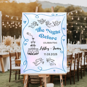 Funky Hand Drawn The Night Before Wedding Welcome Foam Board