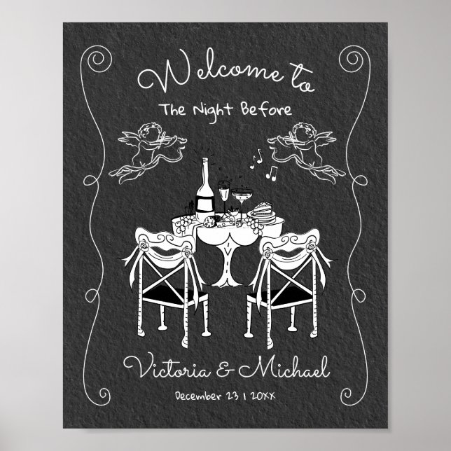 Funky Hand drawn Welcome Rehearsal Dinner cherubs Poster (Front)