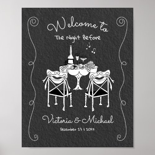 Funky Hand drawn Welcome Rehearsal Dinner table Poster