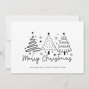 Funky Hand Drawn Whimsical Christmas Corporate Holiday Card