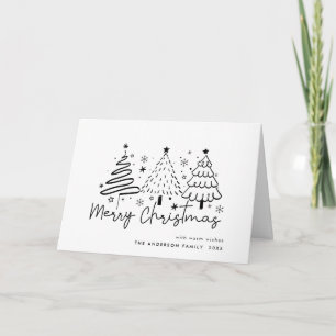 Funky Hand Drawn Whimsical Christmas Holiday Card