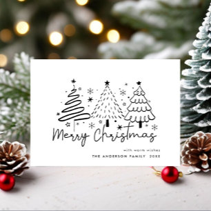 Funky Hand Drawn Whimsical Christmas Holiday Card