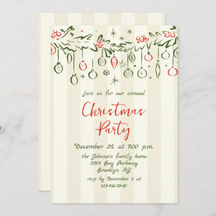 Funky Hand Drawn Whimsical Christmas Holiday Party Invitation