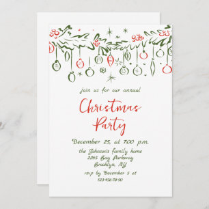 Funky Hand Drawn Whimsical Christmas Holiday Party Invitation