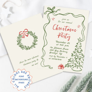 Funky Hand Drawn Whimsical Christmas Holiday Party Invitation