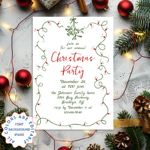 Funky Hand Drawn Whimsical Christmas Holiday Party Invitation