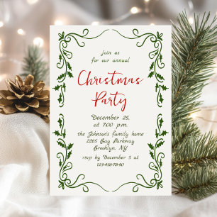 Funky Hand Drawn Whimsical Christmas Holiday Party Invitation