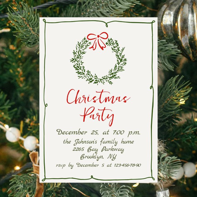 Funky Hand Drawn Whimsical Christmas Holiday Party Invitation (Creator Uploaded)