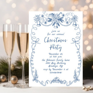 Funky Hand Drawn Whimsical Christmas Holiday Party Invitation