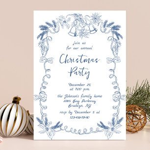 Funky Hand Drawn Whimsical Christmas Holiday Party Invitation