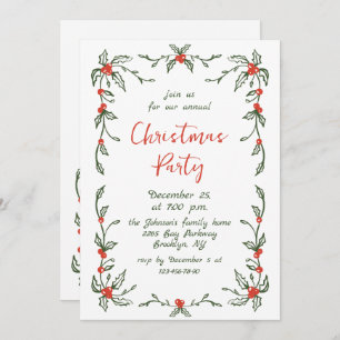 Funky Hand Drawn Whimsical Christmas Holiday Party Invitation