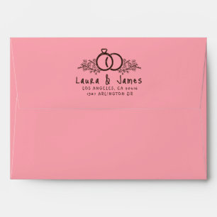 funky hand drawn whimsical trendy colorful wedding envelope