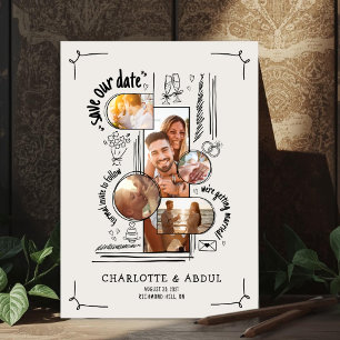 Funky Hand Drawn With Love Save The Date Card